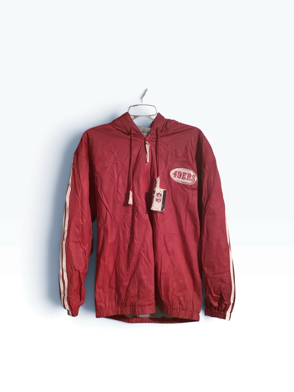 NFL Vintage Game Day San Francisco 49ers Red Hooded Raincoat